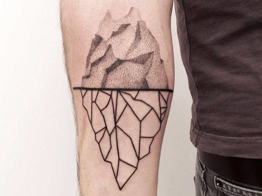 Tattoo uploaded by Xavier • Iceberg tattoo by Axel Ejsmont. #AxelEjsmont # iceberg #blackwork #ice #mountain #arctic #geometric #dotwork • Tattoodo