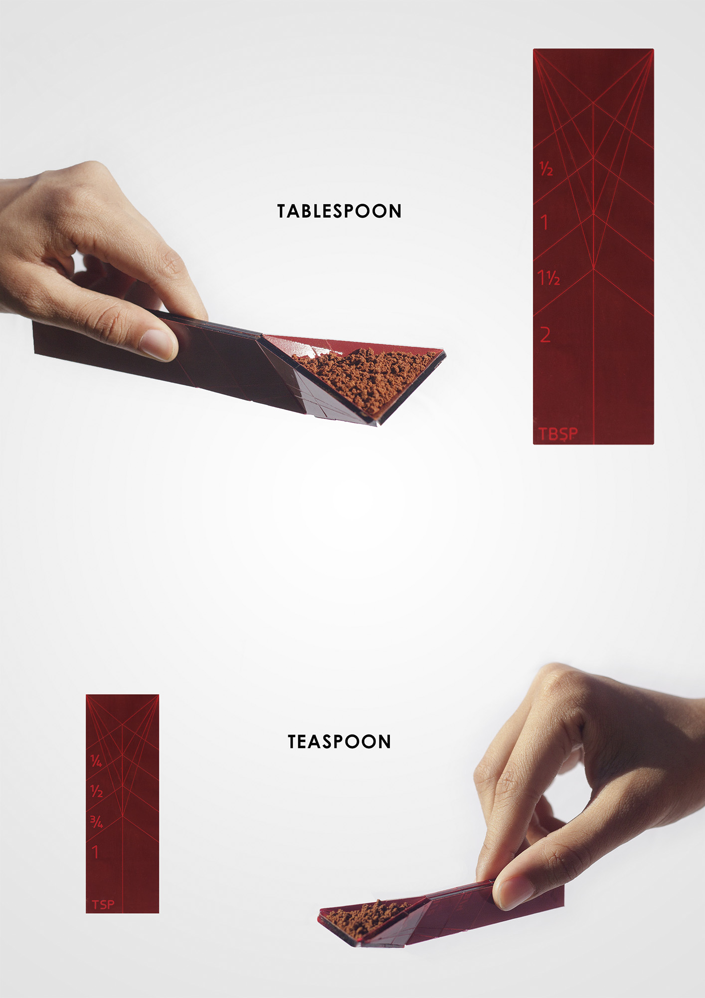This origami-like measuring spoon lays flat and folds to 4