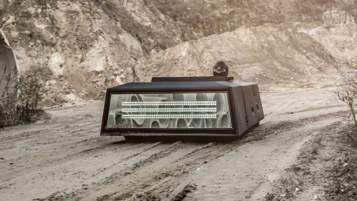 futuristic car in the desert