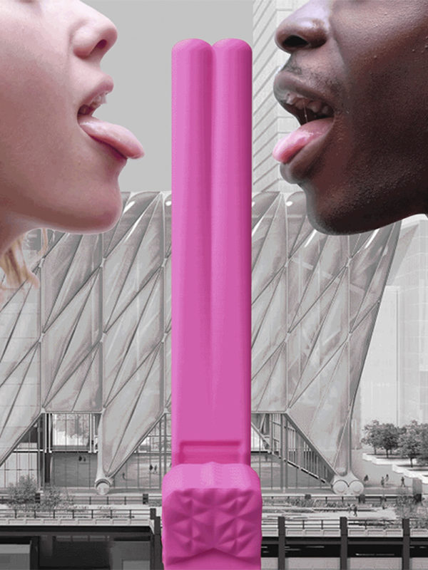 white woman and black man licking pink dildo by wolgang and hite