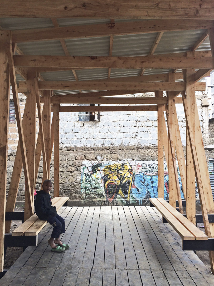 wood pavilion in mathare, africa