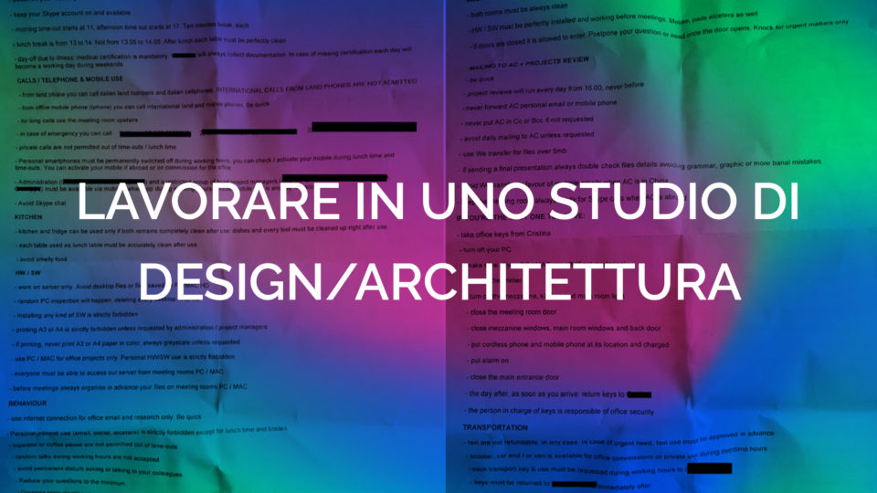 LAVORARE IN UNO STUDIO DI DESIGN/ARCHITETTURA
